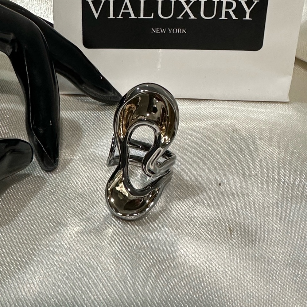 🆕 🔥 Alexis Bitter Gun-Metal Color Gold Enamel Works of Art Ring! Size 7
